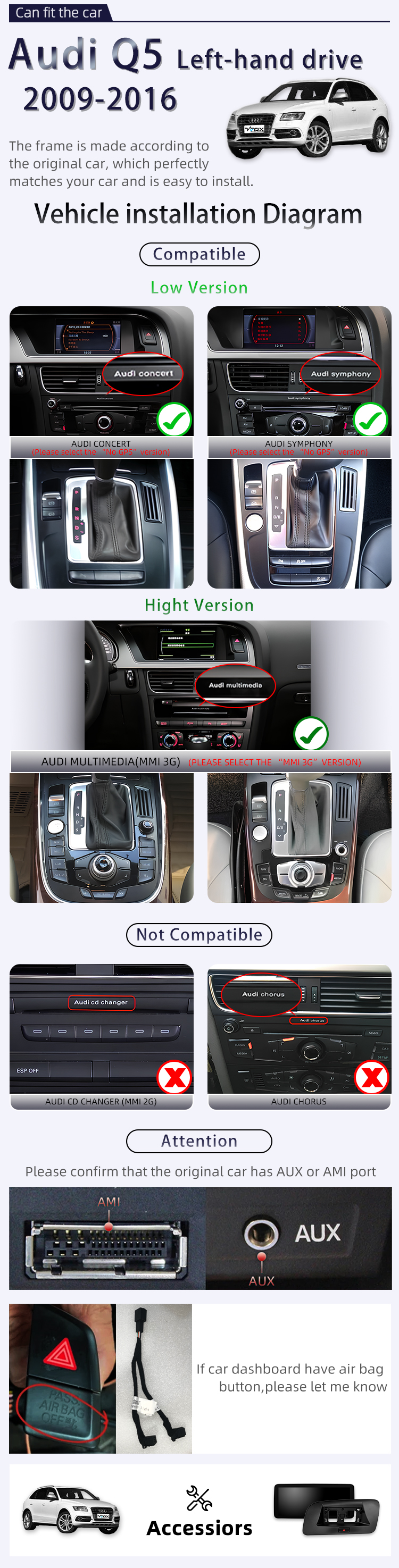 For Audi Q5 2009-2016 LHD(图2)