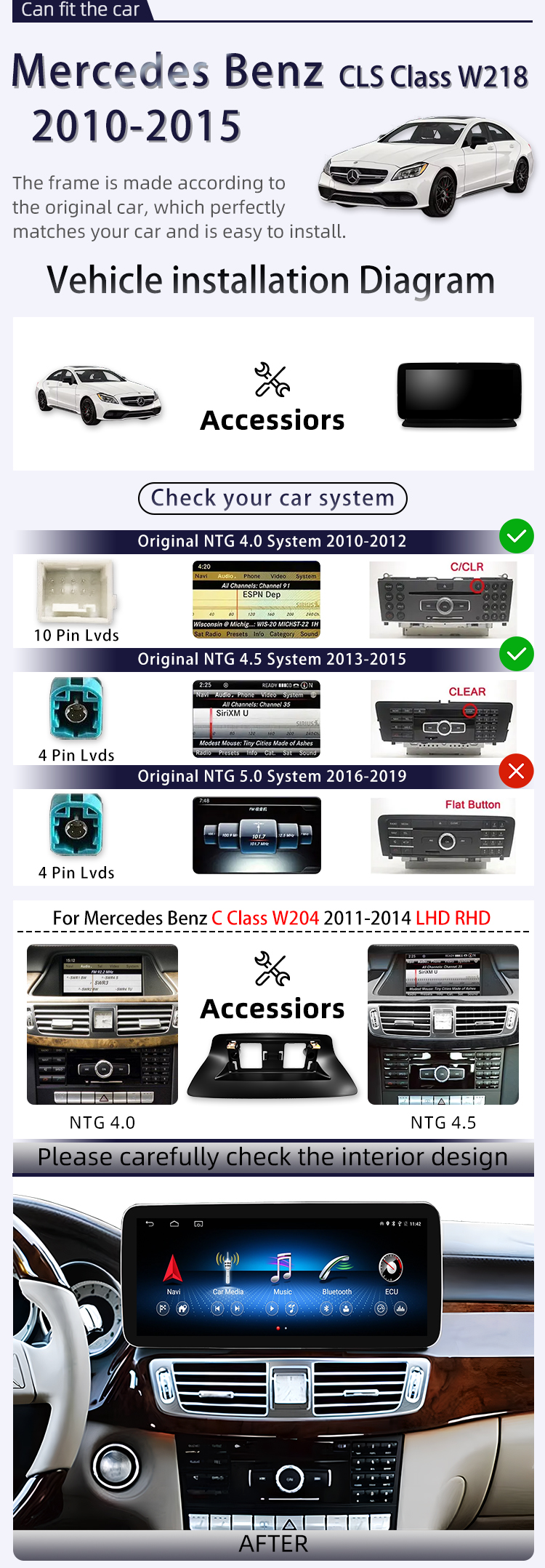 For Mercedes Benz CLS Class 2010-2015(图2)