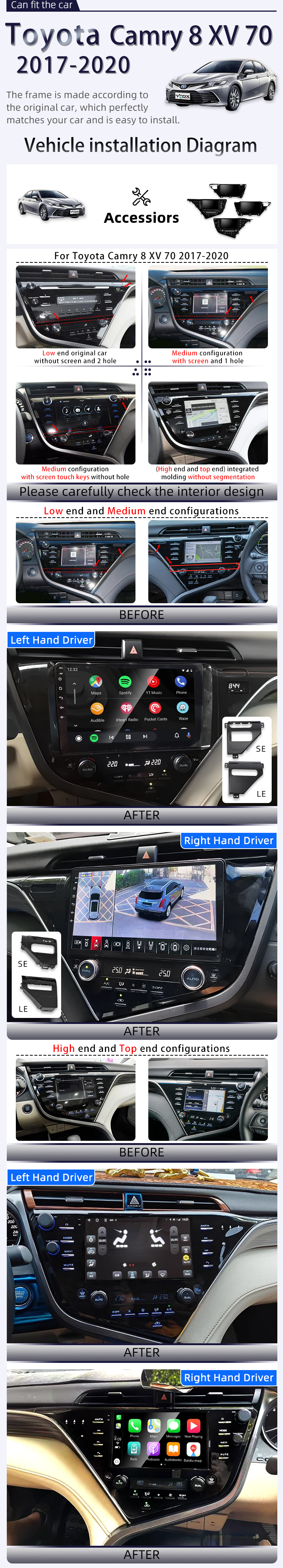 For Toyota Camry 8 XV 70 2017-2020(图2)
