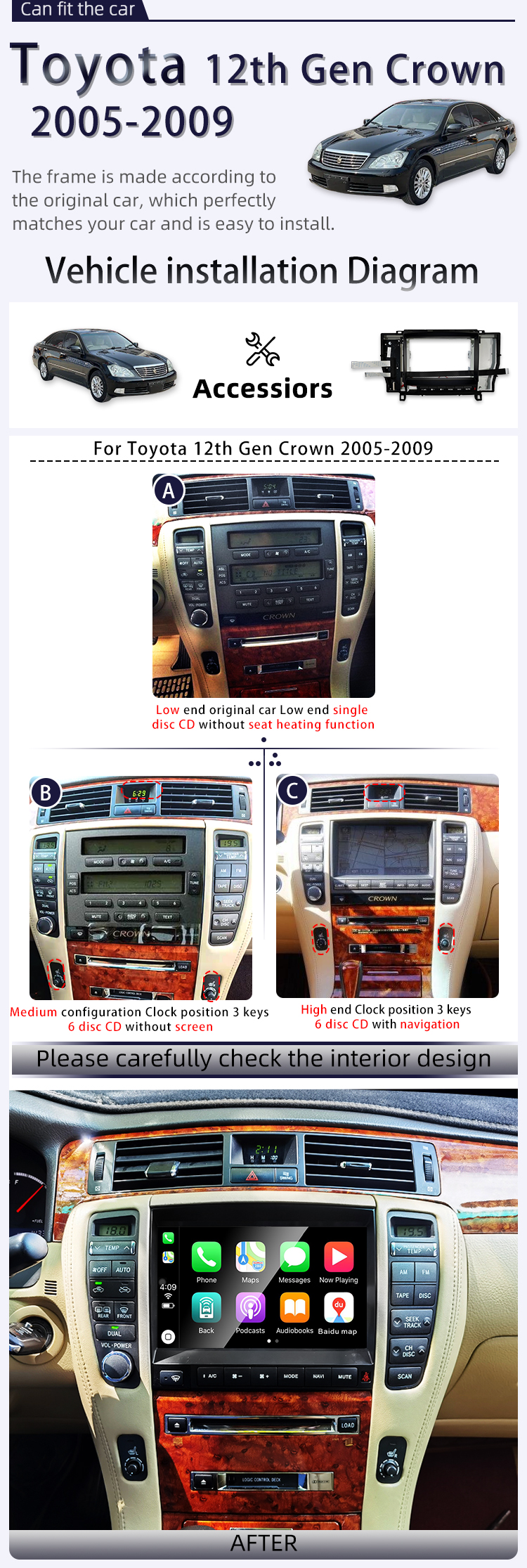 For Toyota 12th Gen Crown 2005-2009(图2)