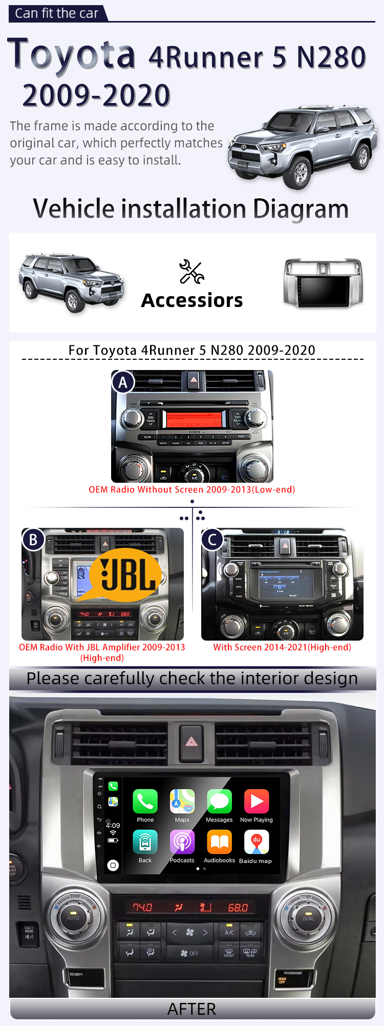 For Toyota 4Runner 5 N280 2009-2020(图2)