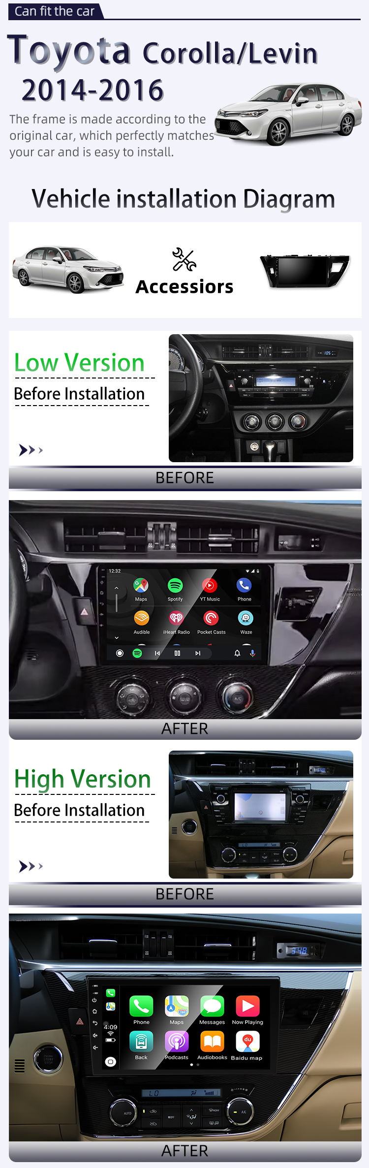 For Toyota Corolla/Levin 2014-2016 LHD(图2)