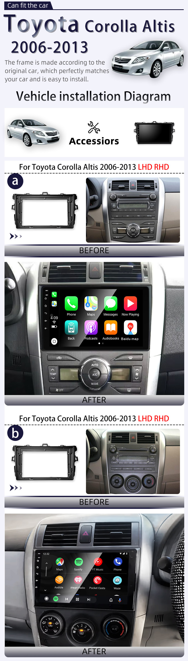 For Toyota Corolla Altis 2006-2013(图2)