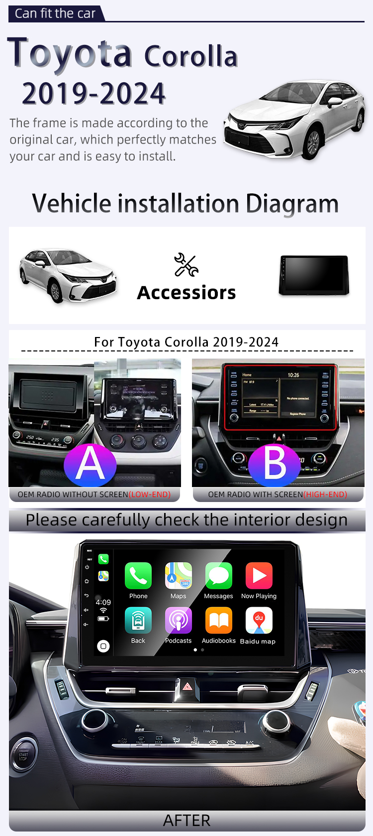 For Toyota Corolla 2019-2024(图2)