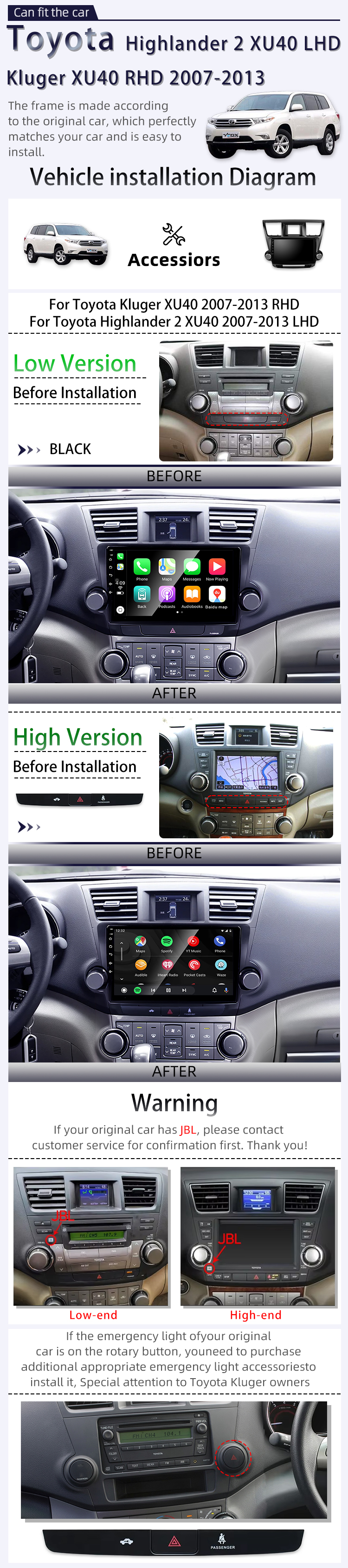 For Toyota Highlander 2 XU40 2007-2013(图2)