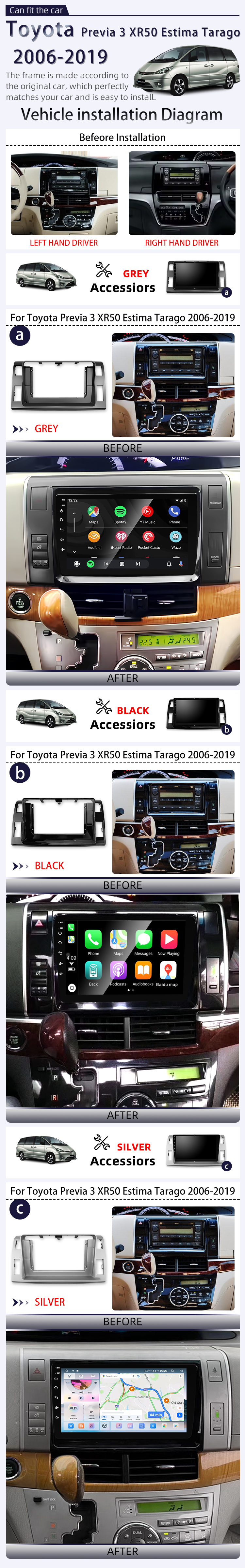 For Toyota Previa3 XR50 Estima 2006-2019(图2)