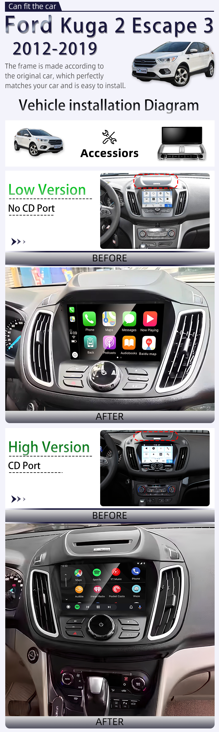 For Ford Kuga 2 Escape 3 2012-2019(图2)