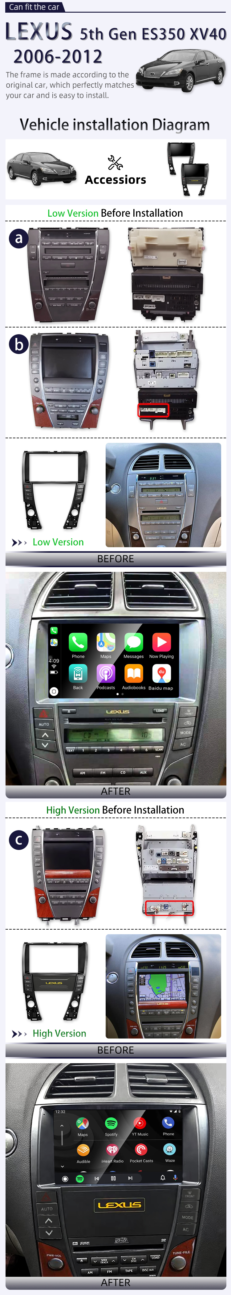 For LEXUS 5th Gen ES350 XV40 2006-2012(图2) For LEXUS 5th Gen ES350 XV40 2006-2012(图2)