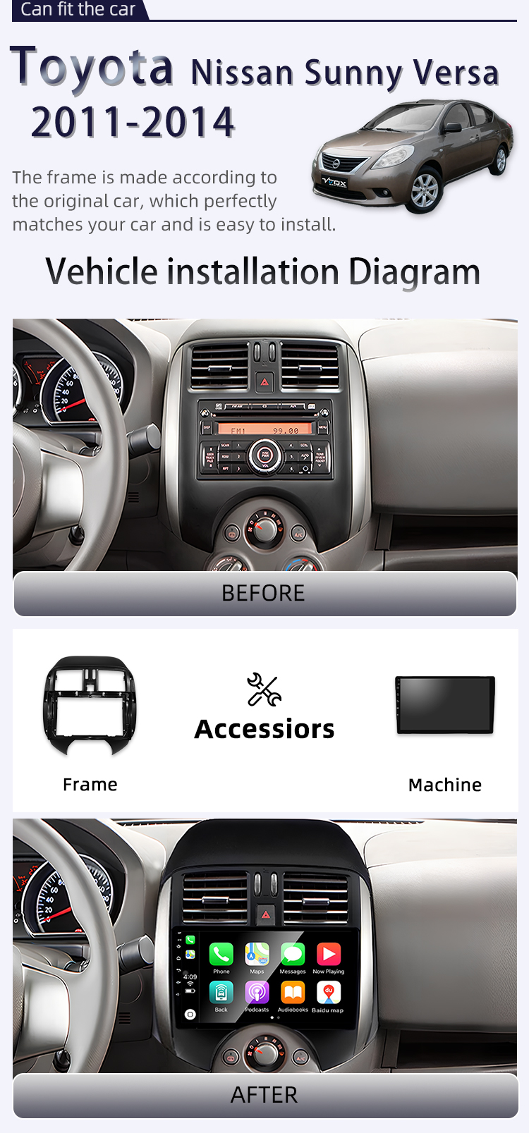 For Nissan Sunny Versa 2011-2014(图2)
