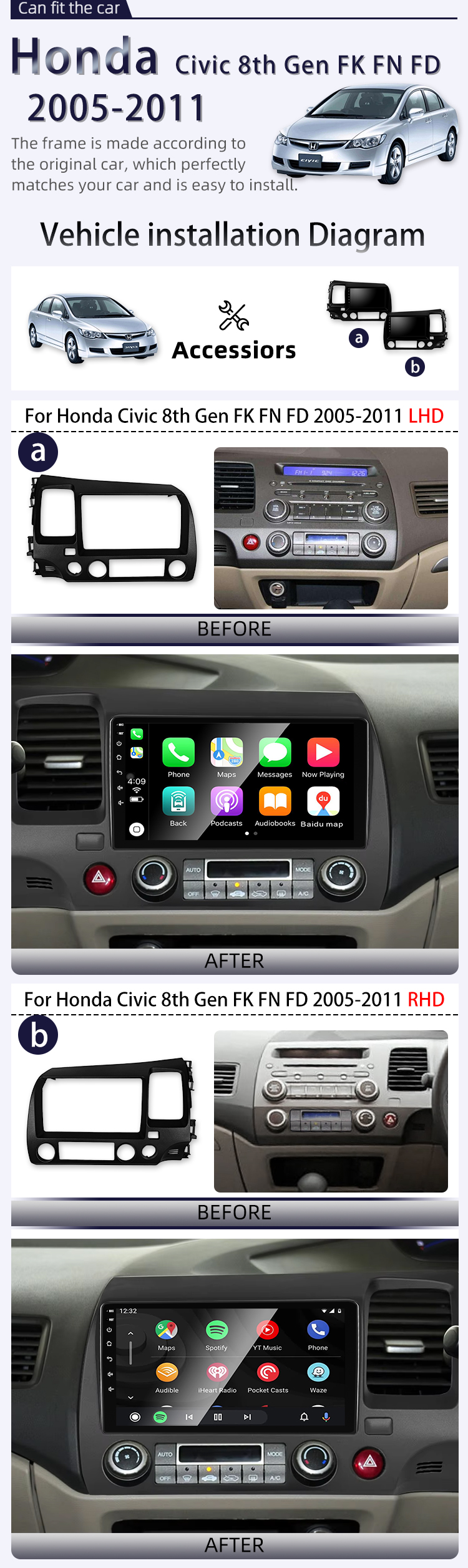 For Honda Civic 8th Gen FK FN FD(图2)