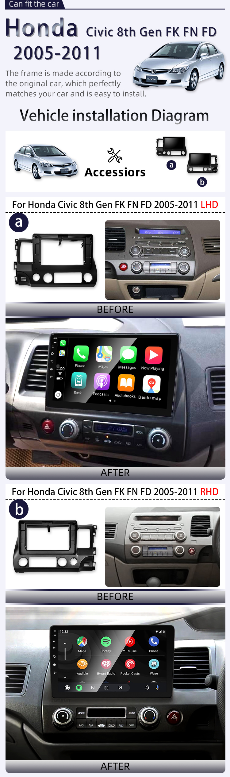 For Honda Civic 8th Gen FK FN FD(图2)